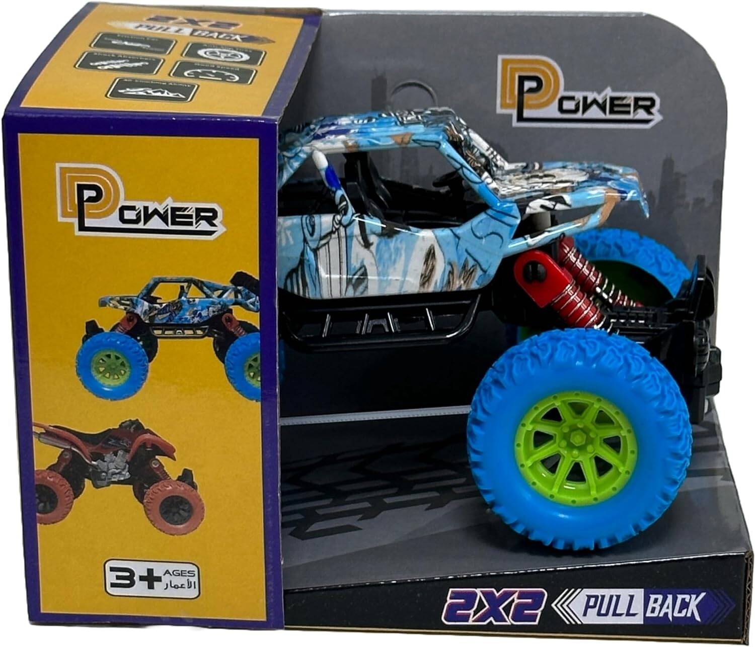 D - Power - Pullback Doodle Skeleton Stunt Car, Blue | No Batteries Needed, Fun for All Ages | 3+ - Marah Kids