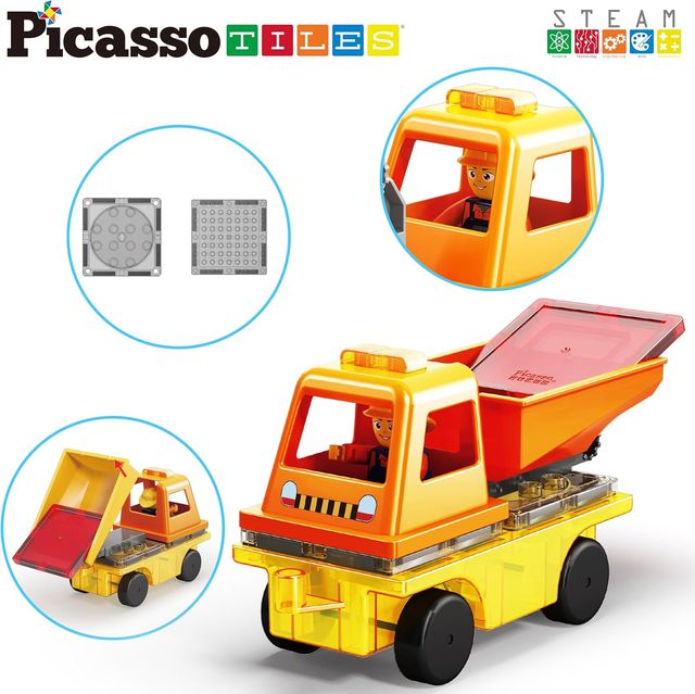 Picasso Magnetic Car Base Crank, Dump with Ladder 3in1 15 - pieces - Marah Kids
