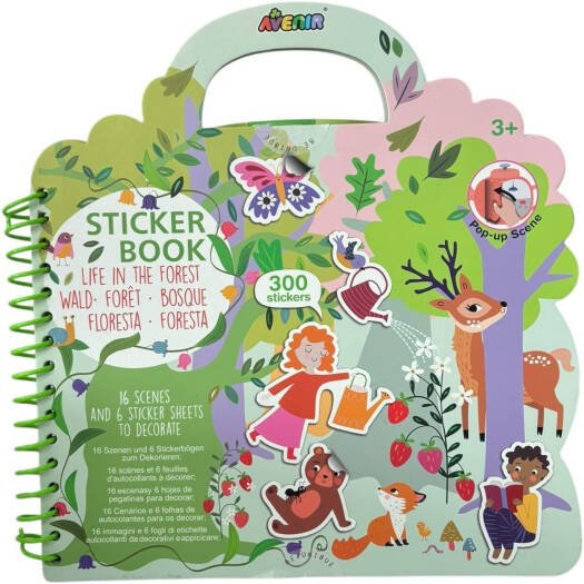 Avenir - Sticker Book Life in the Forest Multicolour | Easy, mess - free and fun! Convenient carry handle and beautiful illustrations | Peel off the stickers | Convenient carry handle | Ages 3+ - Marah Kids