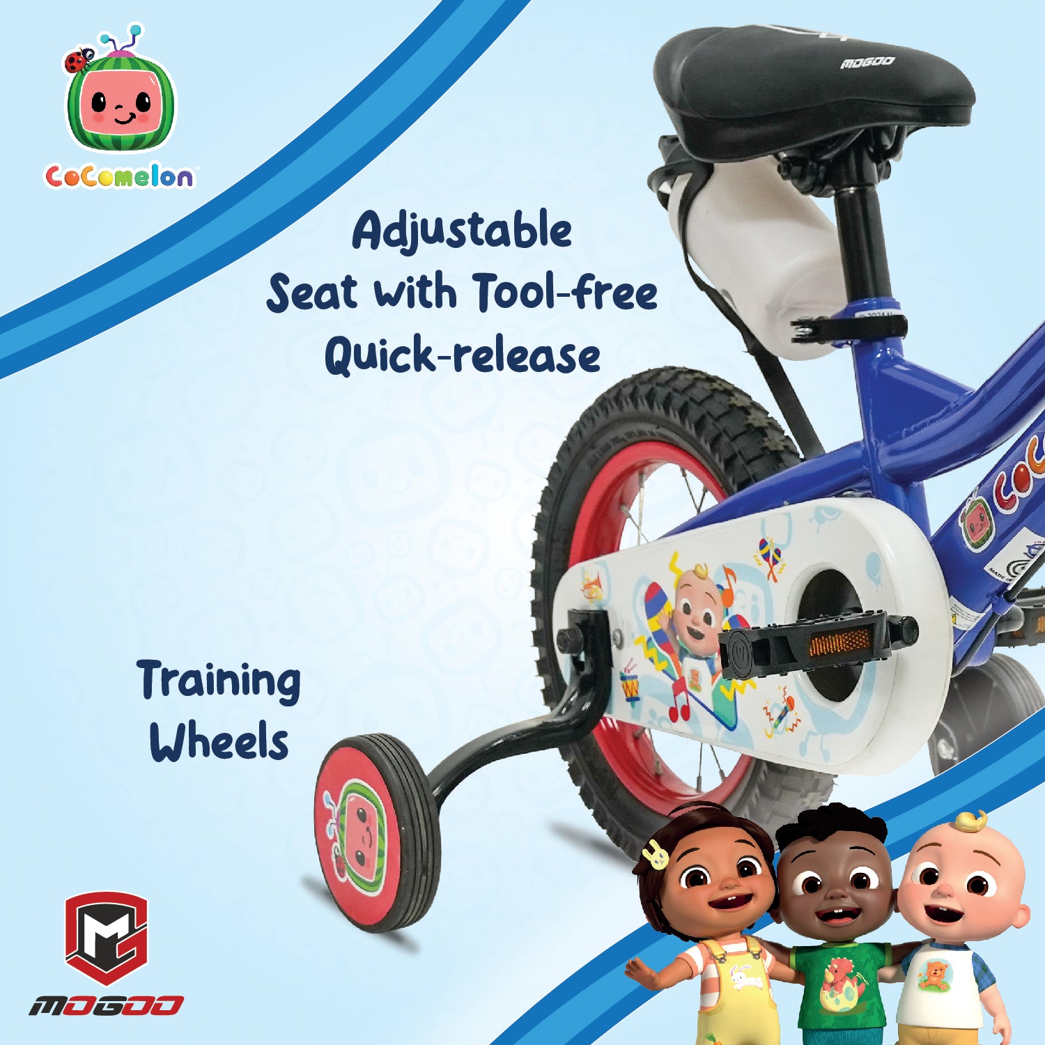 Cocomelon Beats Kids Bike - 12 Inch - Blue - Marah Kids