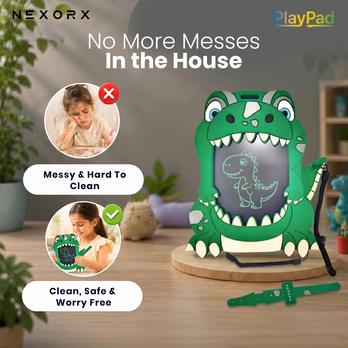 NEXORX Play Pad Animal Series Kids Doodle Drawing Pad, Silicone & Plastic, Ink-Free & Mess-Free, Travel - image 3