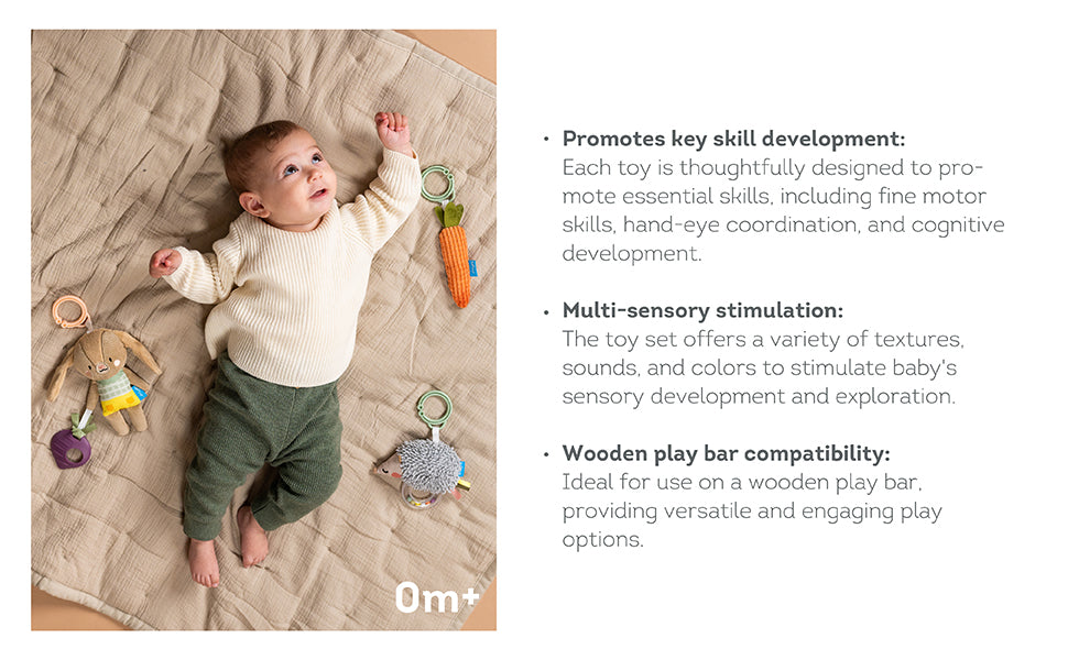 Taf Toys Urban Garden Activity Kit | 3 Plush Sensory Toys for Babies 0M+