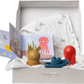 Taf Toys Baby Bath Time Gift Set. Includes Bath Book, Cotton Hooded Towel, Squirting Bath Toys, Boat Toy. 5 piece Newborn Bath Time Essentials Kit for Babies. Suitable for Baby Boys & Girls 0 months +