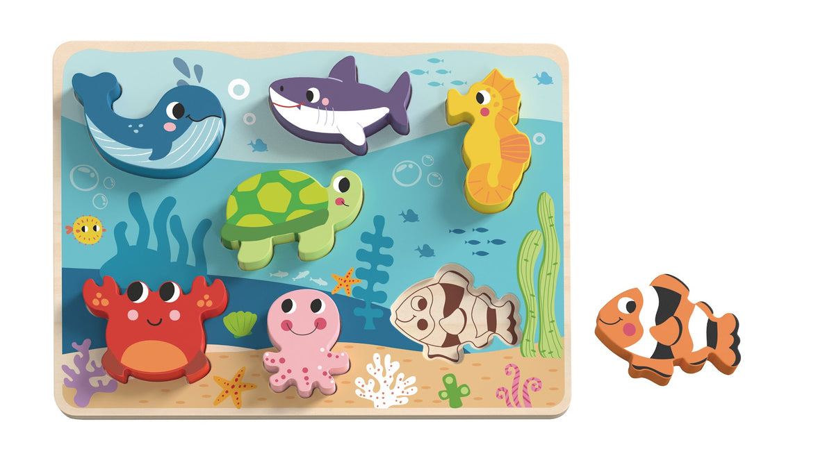 Tooky Toys Chunky Puzzle - Marine wooden puzzle for kids for ages 3+ | Marah Kids UAE