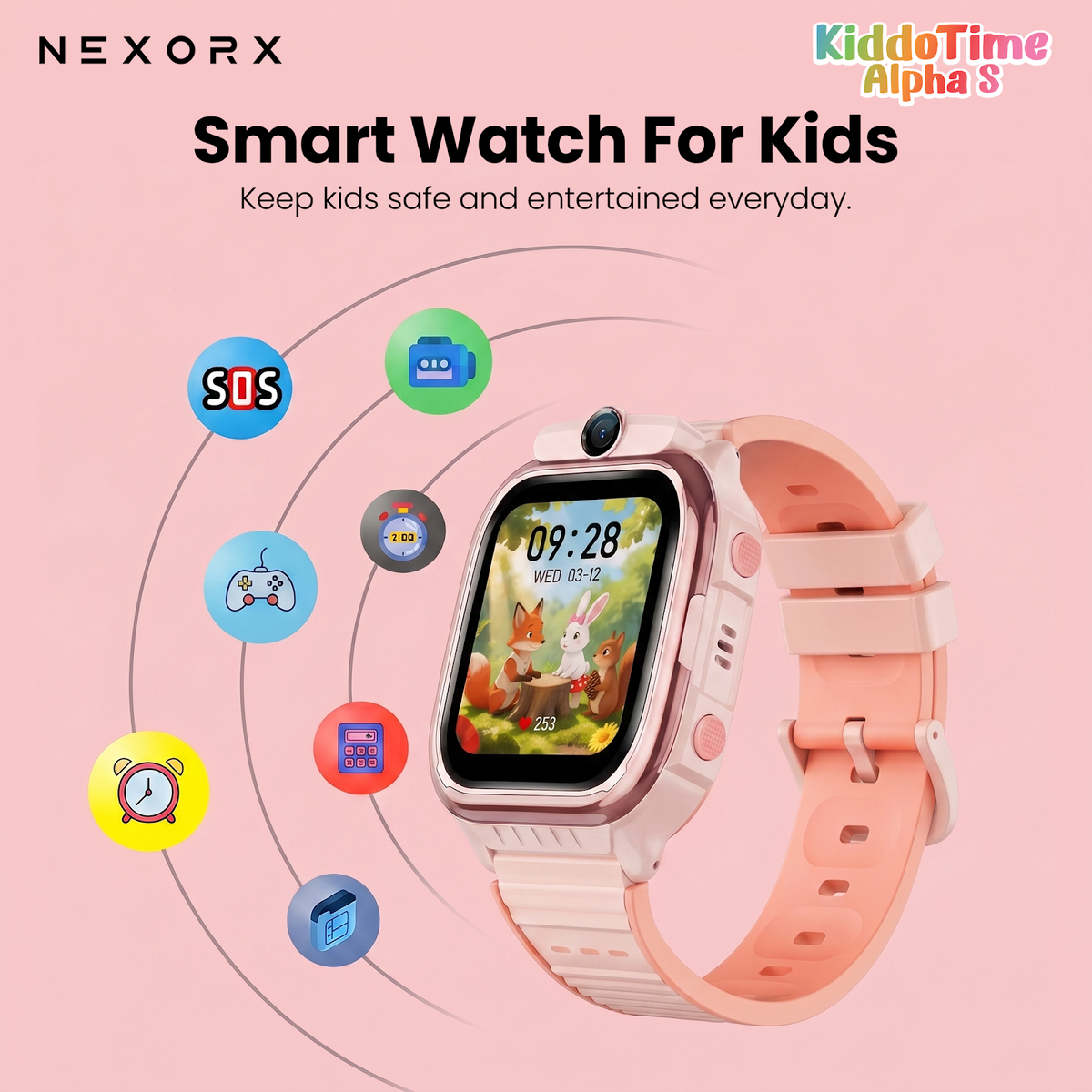Nexorx KiddoTime Alpha S Kids Smart Watch for Boys Girls, 4G GPS Tracker Smartwatch, Video Calling, Voi - image 4
