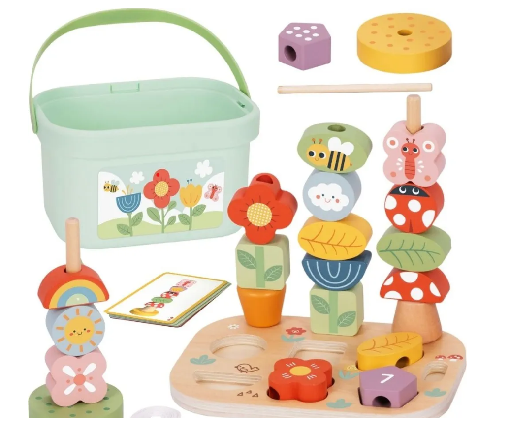 Tooky Toys Garden Stacking Set wooden toddler toy for ages 3+ | Marah Kids UAE