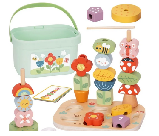 Tooky Toys Garden Stacking Set wooden toddler toy for ages 3+ | Marah Kids UAE