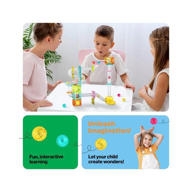 Picasso Magnetic Marble Run with Launcher 80pieces - Marah Kids