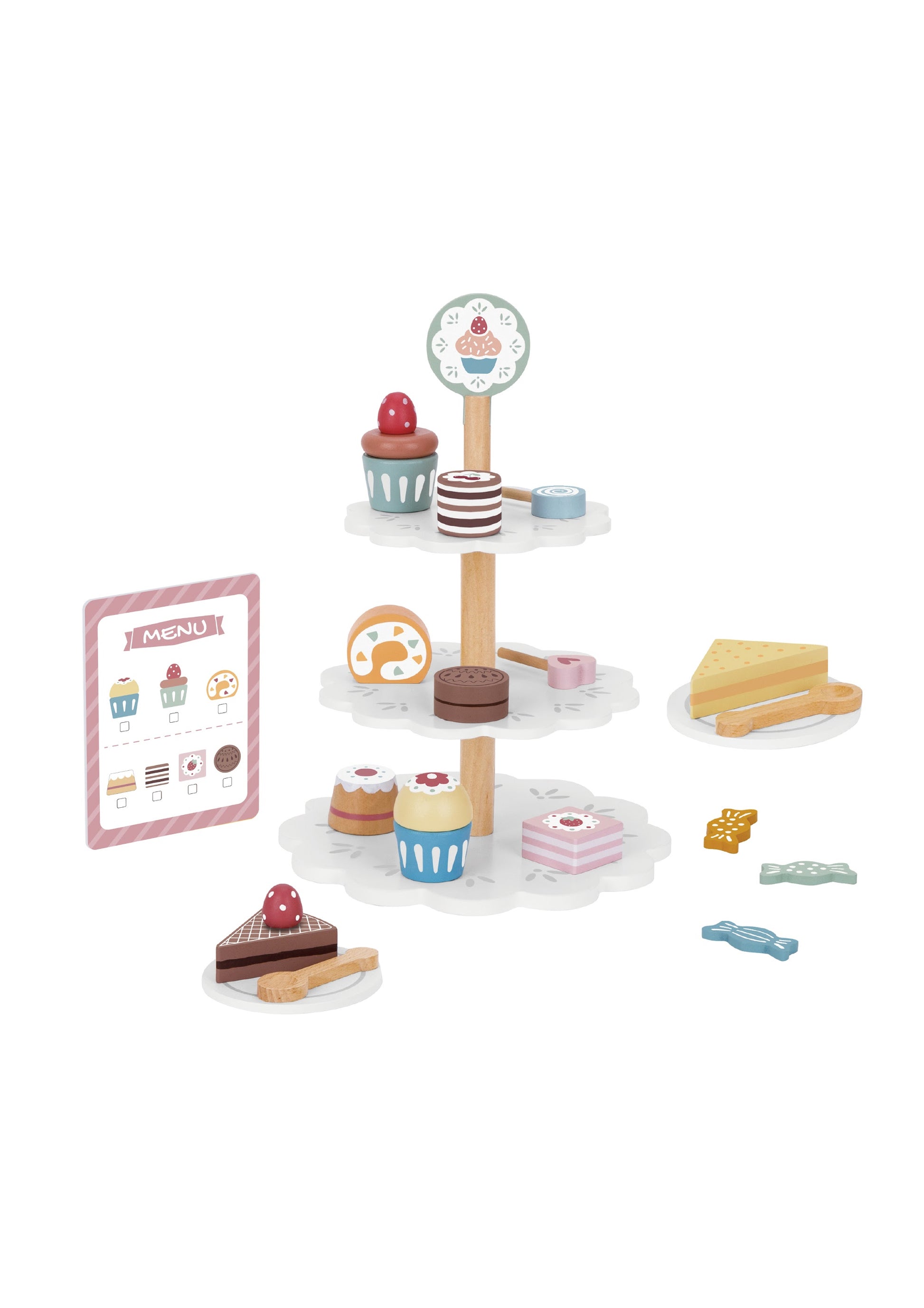 Tooky Toys Dessert Stand wooden play kitchen toy for ages 3+ | Marah Kids UAE
