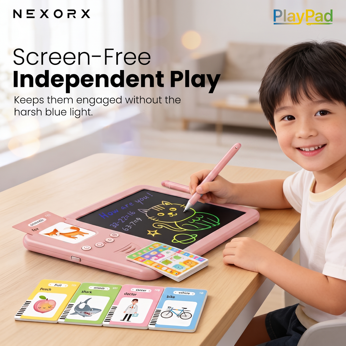 NEXORX Kids Learning Tablet with LCD Writing Pad & Flash Cards PlayPad Early Education Machine Audio Ca - image 6