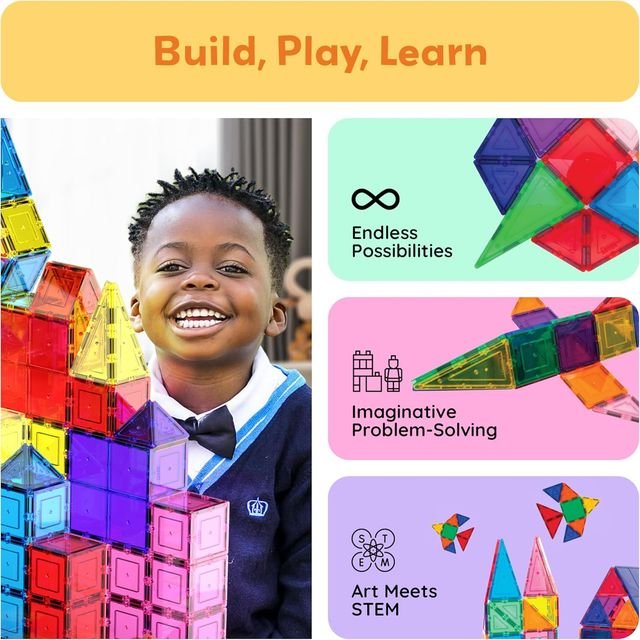 Picasso Magnetic Tiles Building Blocks 100 - pieces - Marah Kids