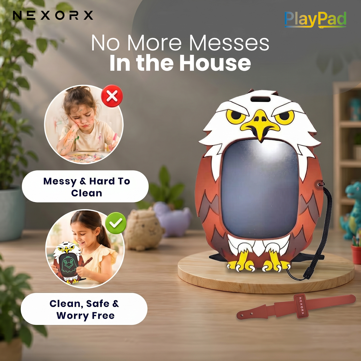 NEXORX PlayPad Falcon Animal Series Kids Doodle Drawing Pad, Silicone & Plastic, Ink-Free & Mess-Free, - image 3