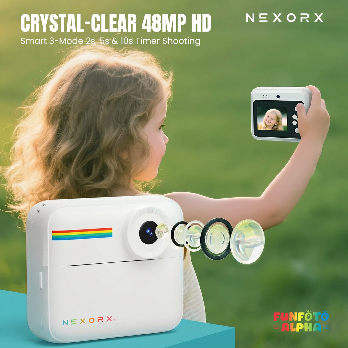 NEXORX FunFoto Alpha Instant Print Kids Camera, 2.4" HD Screen, 1080P Video, Rechargeable Battery, Colo - image 6