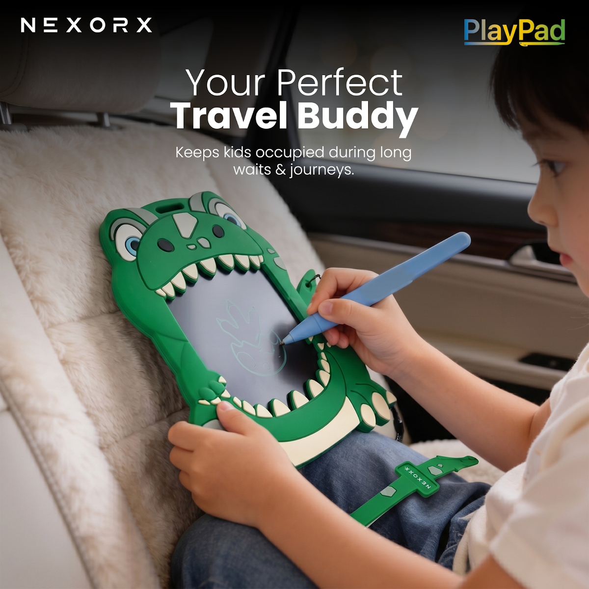 NEXORX Play Pad Animal Series Kids Doodle Drawing Pad, Silicone & Plastic, Ink-Free & Mess-Free, Travel - image 5