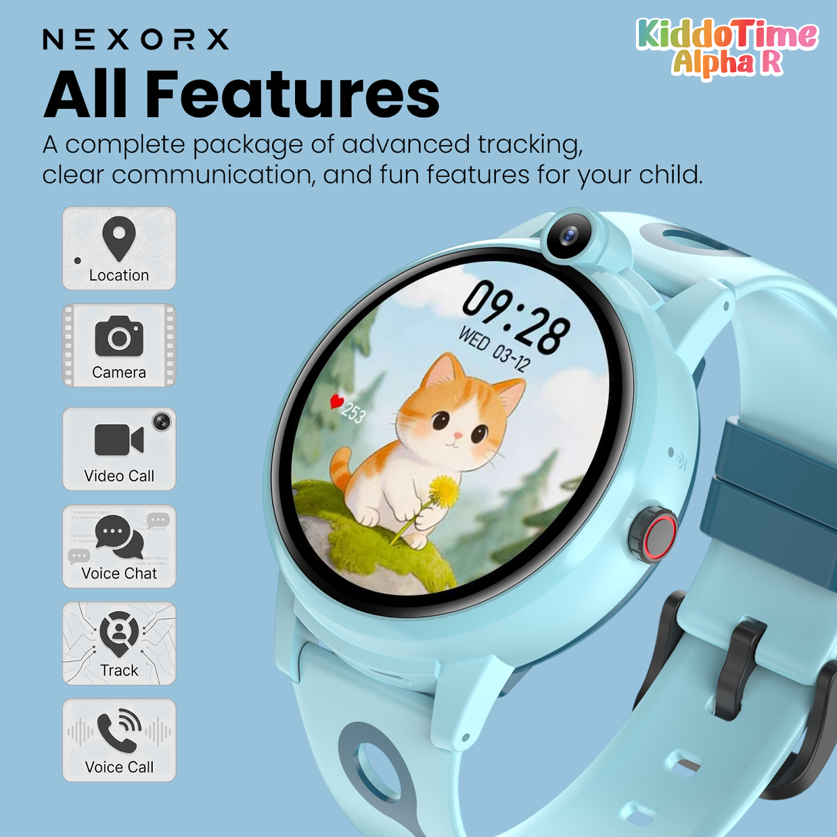 NEXORX KiddoTime Alpha R Kids Smart Watch for Boys Girls, 4G GPS Tracking Smartwatch, Video Calling, SO - image 6