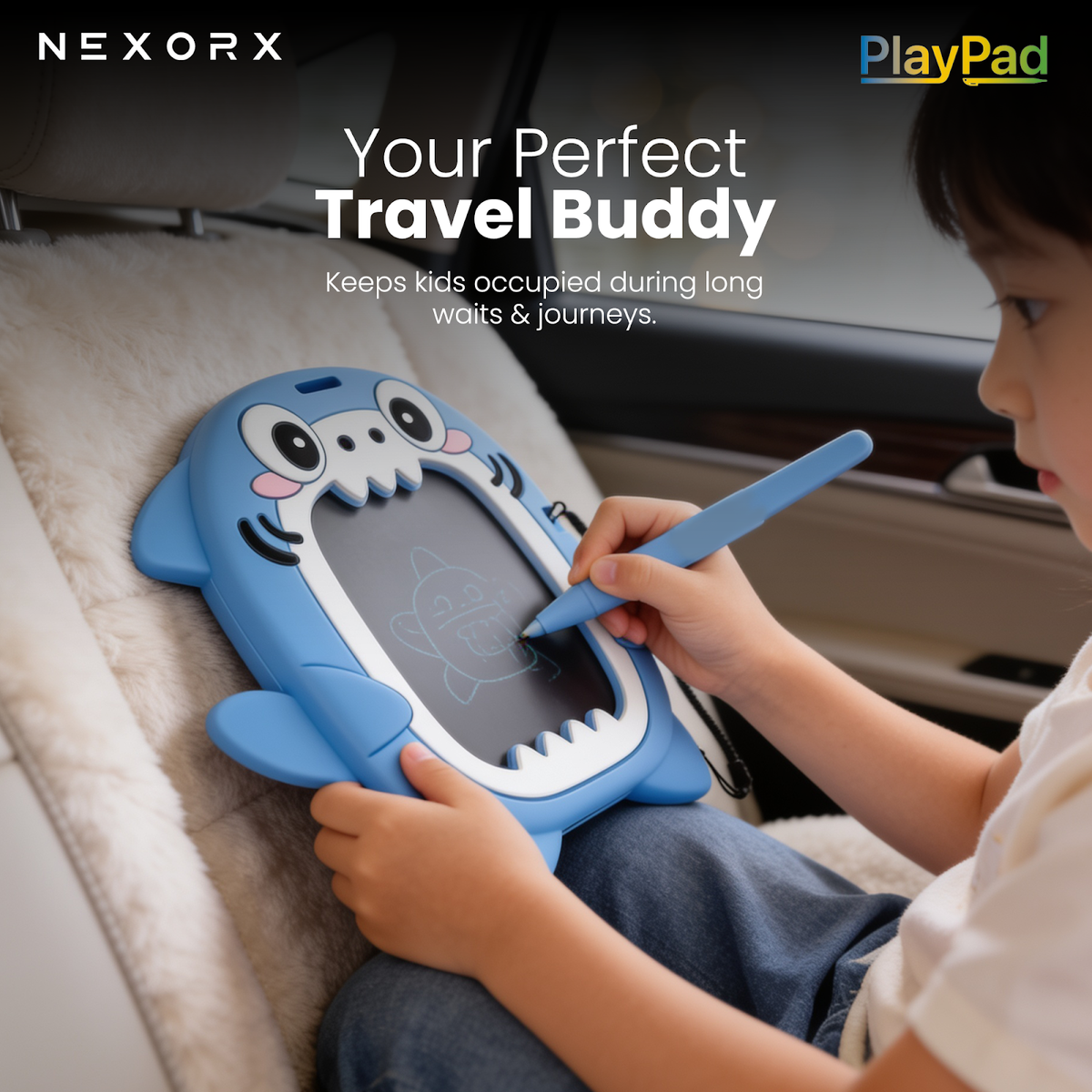 NEXORX Play Pad Animal Series Kids Doodle Drawing Pad, Silicone & Plastic, Ink-Free & Mess-Free, Travel - image 5