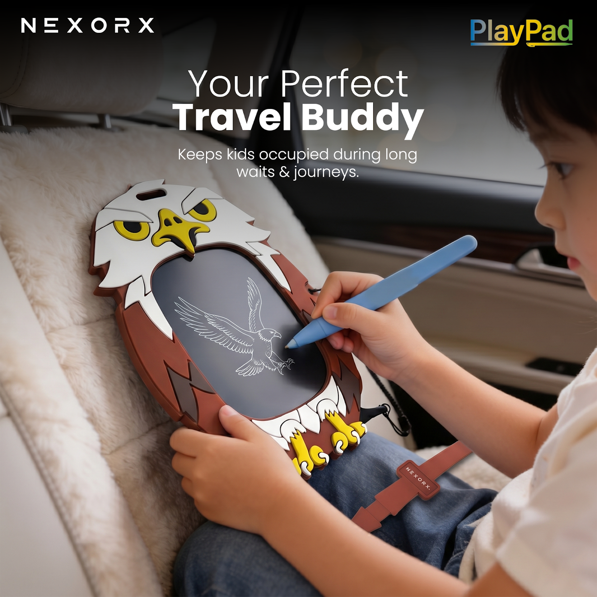 NEXORX PlayPad Falcon Animal Series Kids Doodle Drawing Pad, Silicone & Plastic, Ink-Free & Mess-Free, - image 5