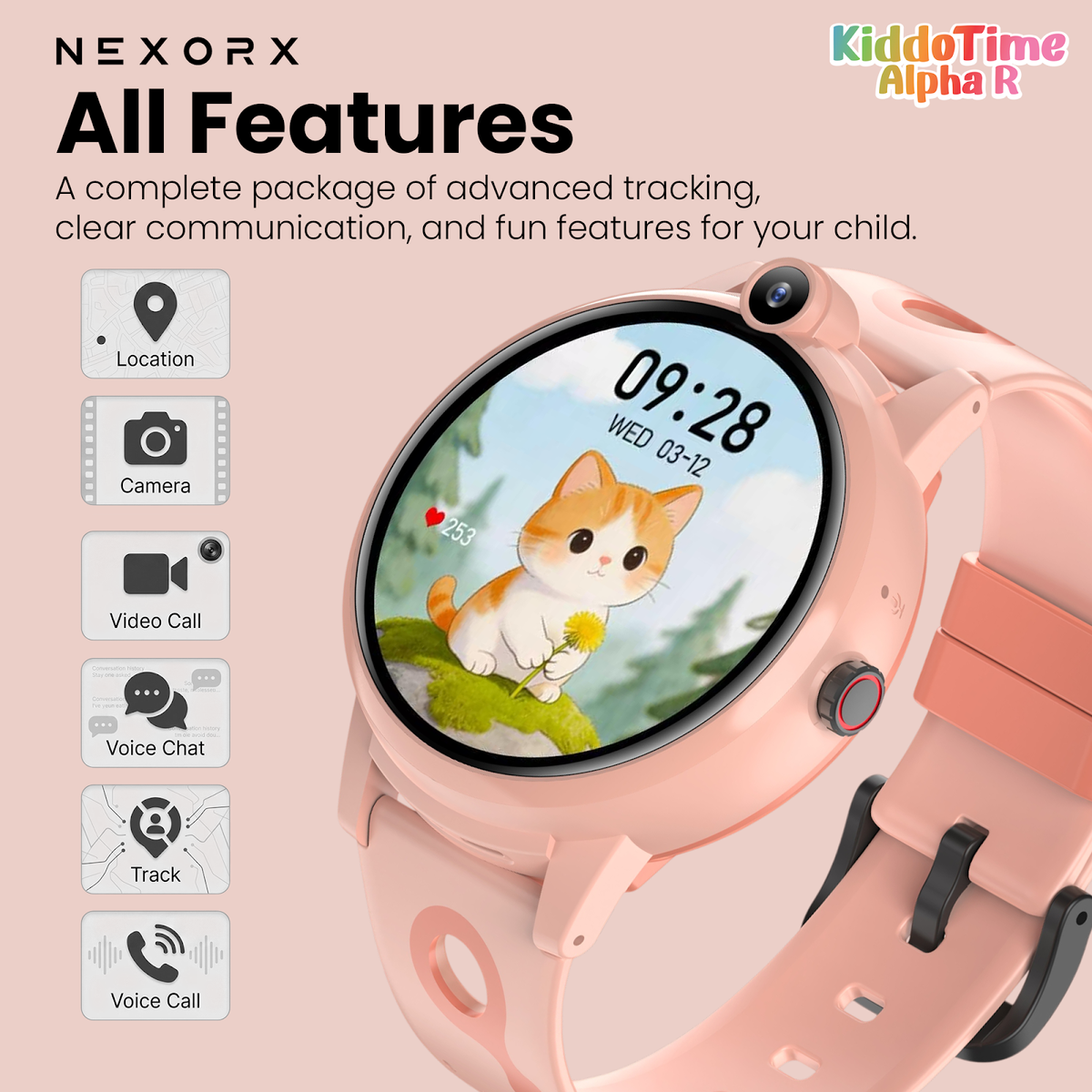 NEXORX KiddoTime Alpha R Kids Smart Watch for Boys Girls, 4G GPS Tracking Smartwatch, Video Calling, SO - image 6
