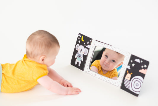 Taf Toys Tummy-Time Baby Mirror Book | High Contrast Sensory Toy, 0M+