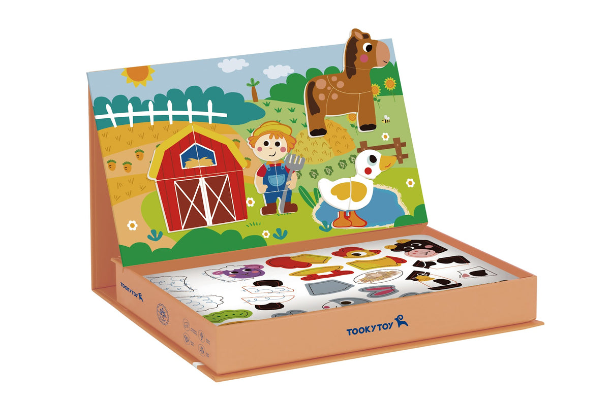 Tooky Toys Magnetic Box - Farm educational wooden toy for ages 3+ | Marah Kids UAE