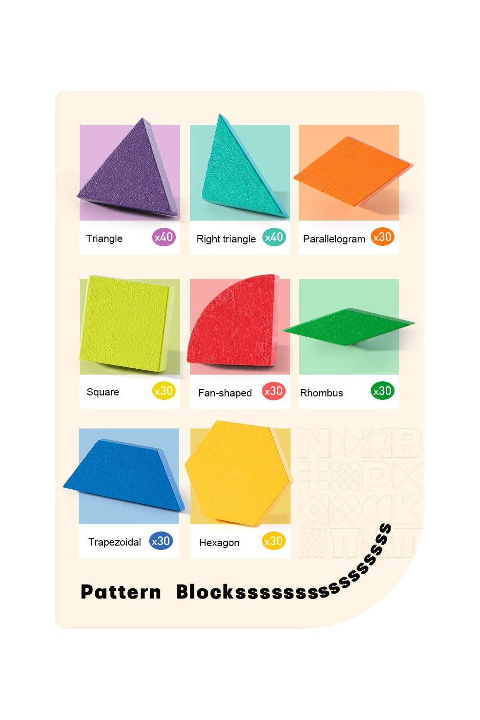 Magnetic Wooden Geometry Blocks - 250 Pcs