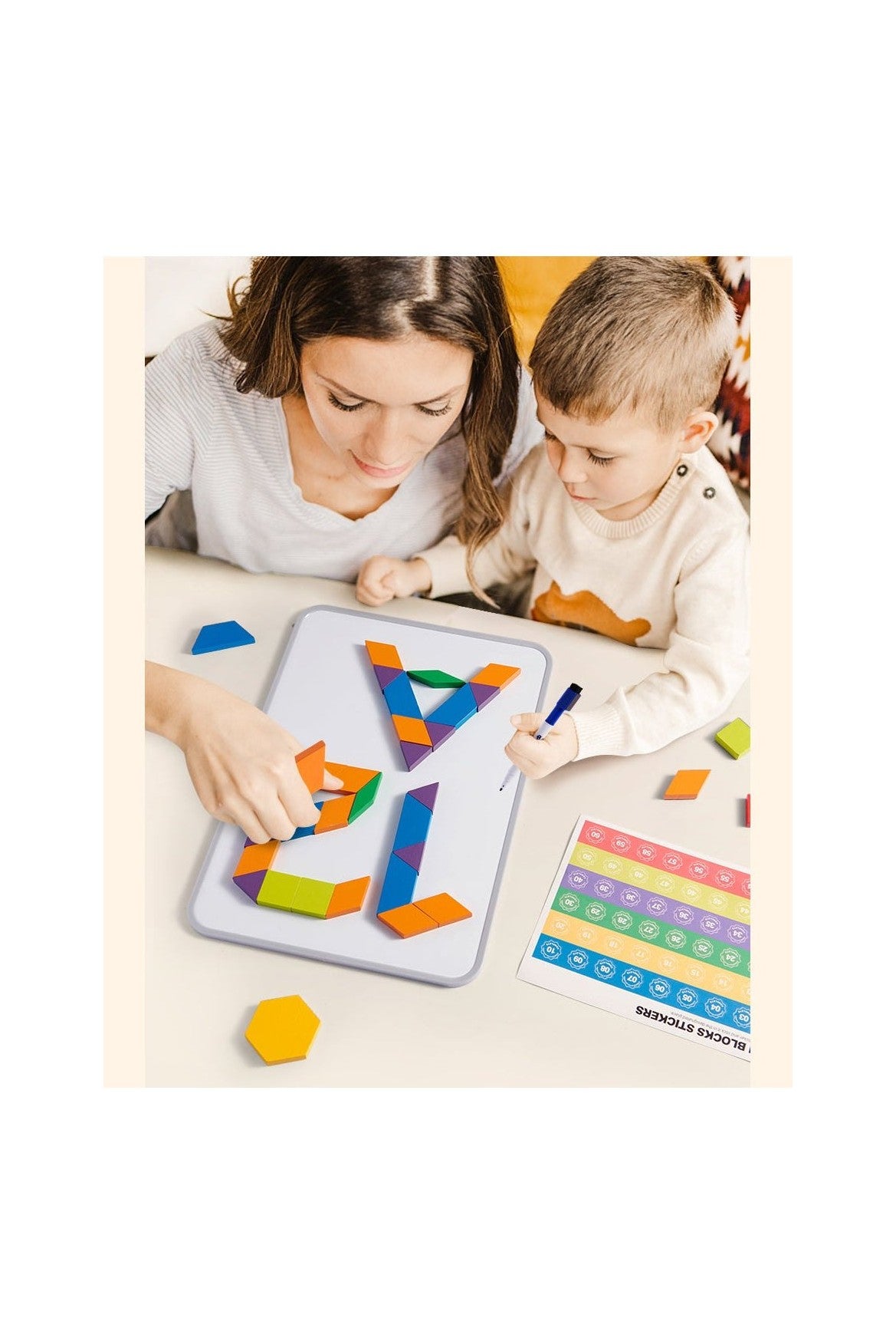 Magnetic Wooden Geometry Blocks - 250 Pcs