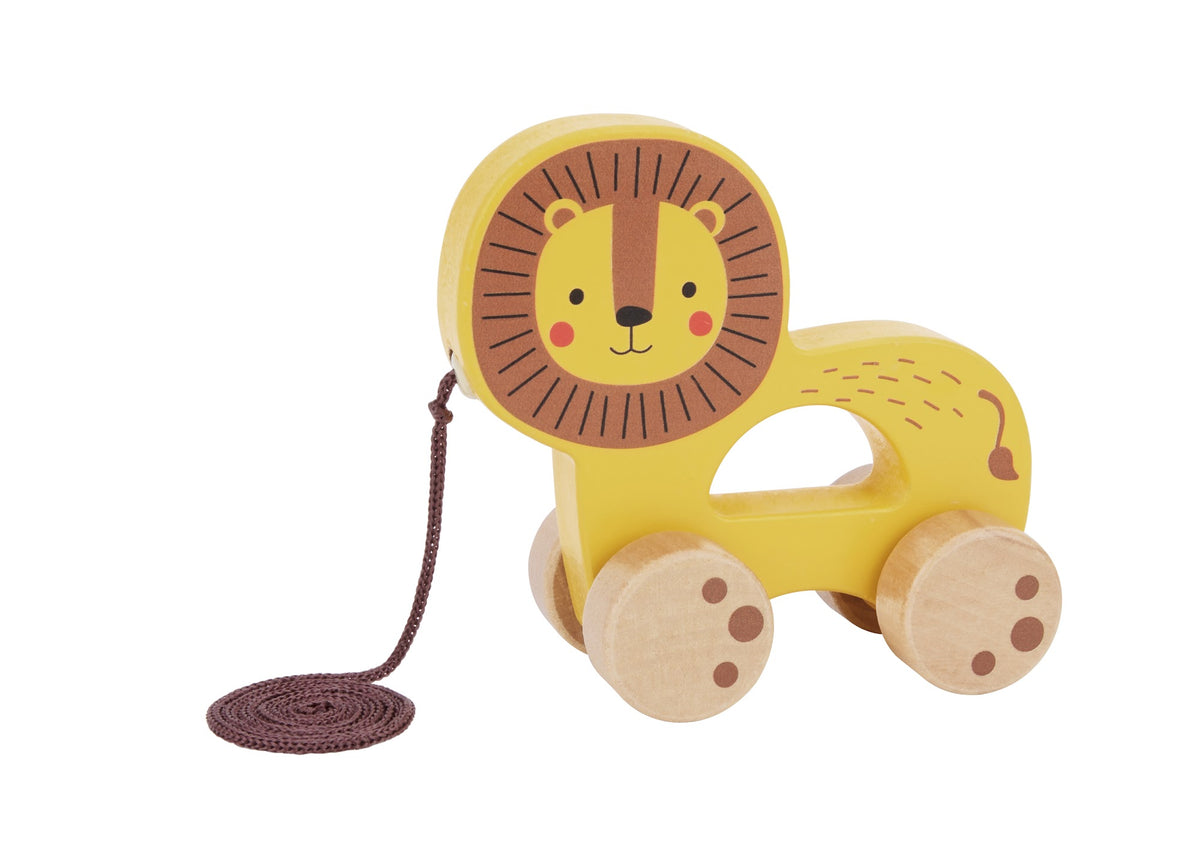 Tooky Toys Pull Along - Lion wooden toddler toy for ages 3+ | Marah Kids UAE