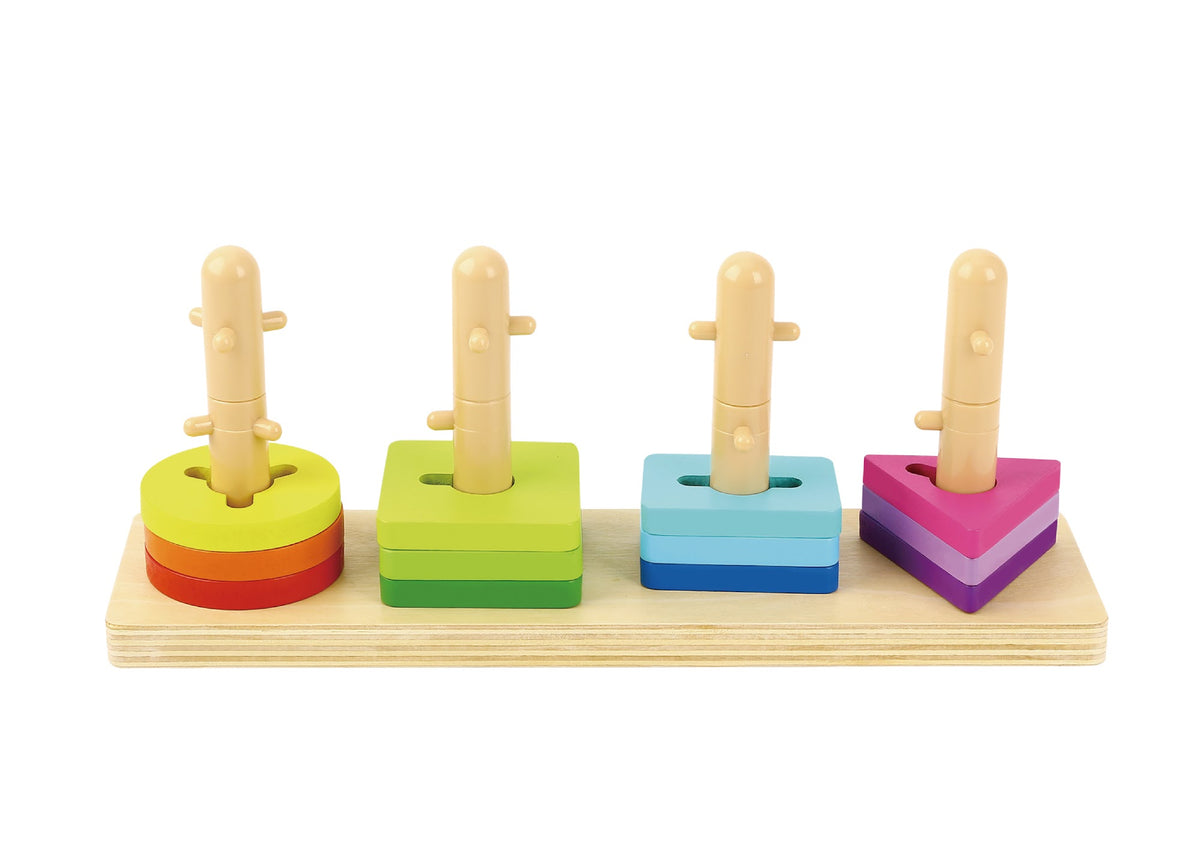 Tooky Toys Geometric Block Sorter wooden toddler toy for ages 3+ | Marah Kids UAE
