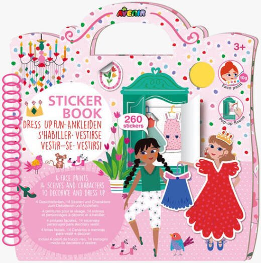 Avenir - Sticker Book Dress Up Fun Multicolour | Easy, mess - free and fun! Convenient carry handle and beautiful illustrations | Peel off the stickers | Convenient carry handle | Ages 3+ - Marah Kids