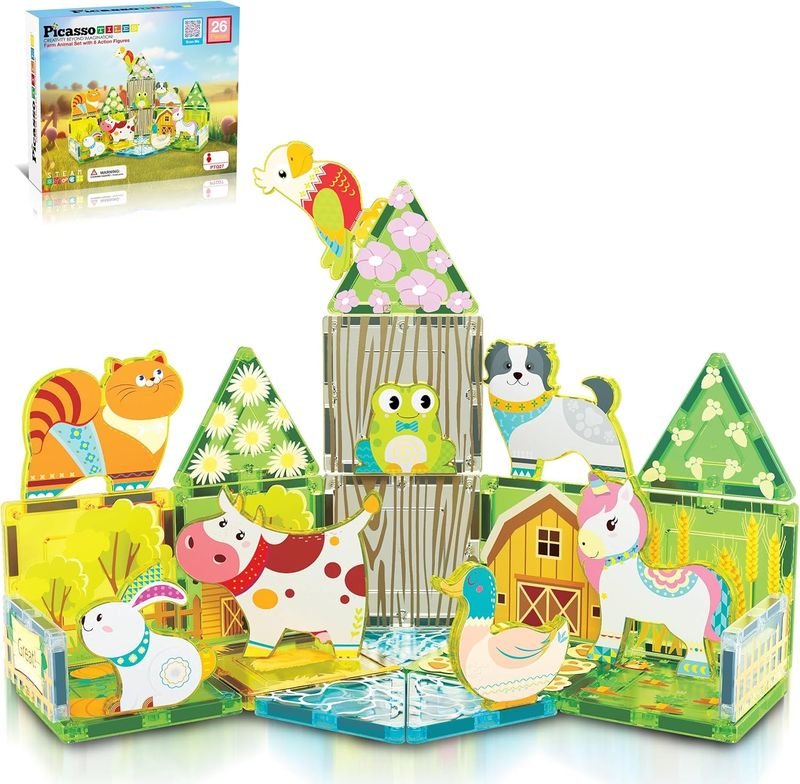 Picasso Magnetic Tiles Farm Animal Set 26 - pieces - Marah Kids