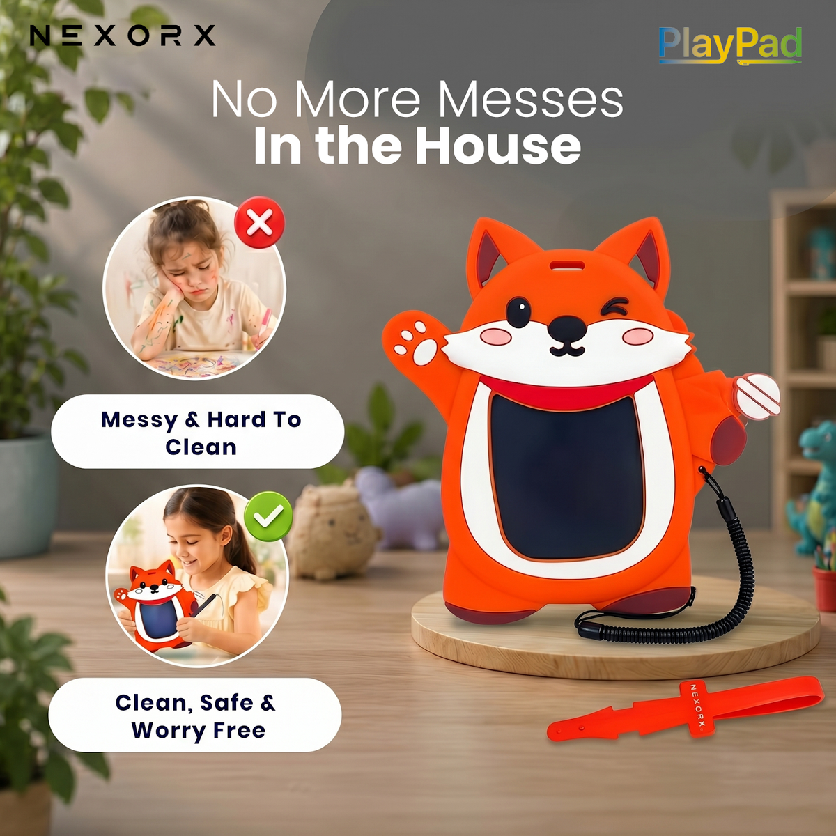 NEXORX Play Pad Animal Series Kids Doodle Drawing Pad, Silicone & Plastic, Ink-Free & Mess-Free, Travel - image 3