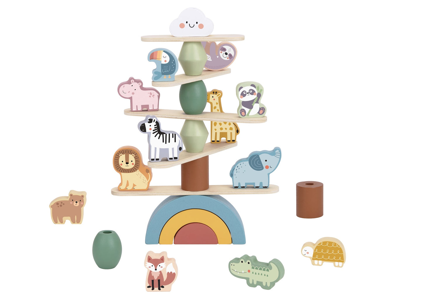 Tooky Toys Stacking Animals wooden toddler toy for ages 3+ | Marah Kids UAE