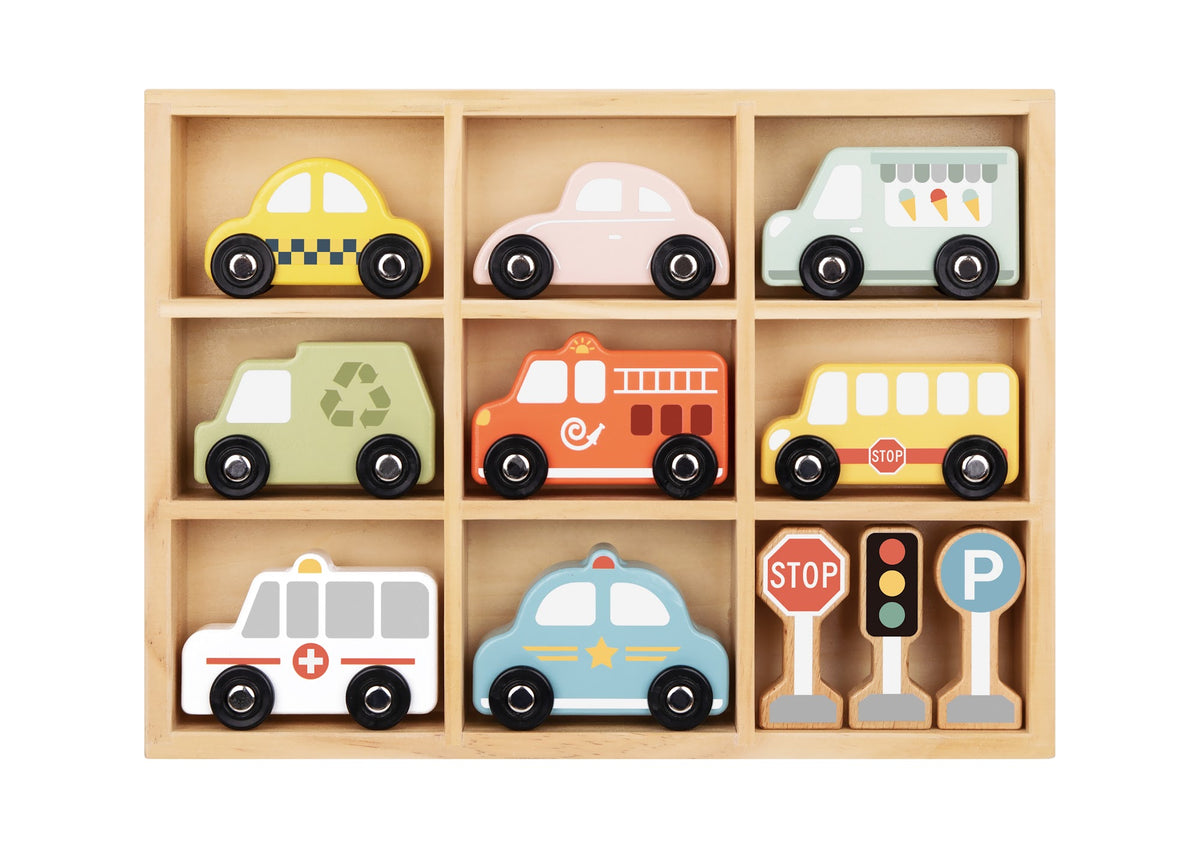 Tooky Toys Transportation & Street Sign Set wooden building and play set for ages 3+ | Marah Kids UAE