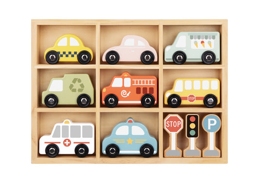 Tooky Toys Transportation & Street Sign Set wooden building and play set for ages 3+ | Marah Kids UAE