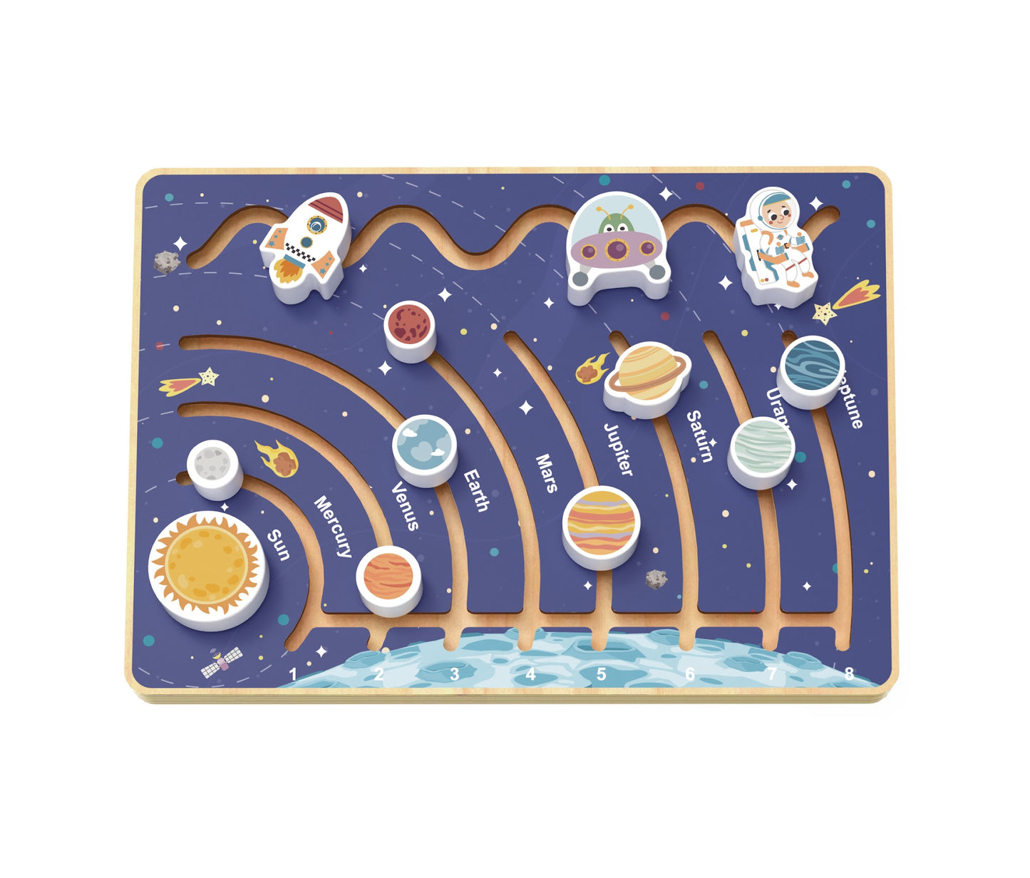 Tooky Toys Space Maze educational wooden toy for ages 3+ | Marah Kids UAE
