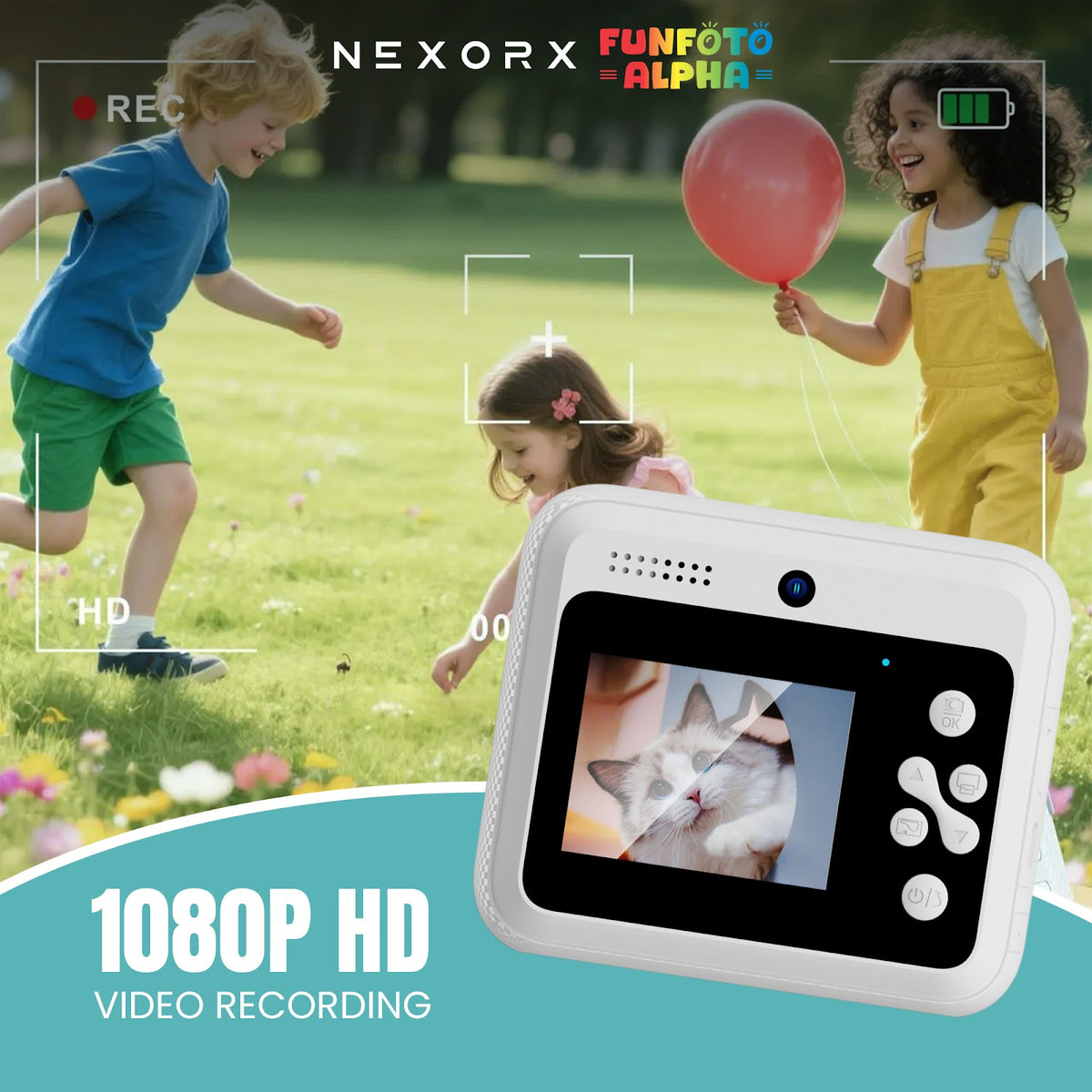 NEXORX FunFoto Alpha Instant Print Kids Camera, 2.4" HD Screen, 1080P Video, Rechargeable Battery, Colo - image 4