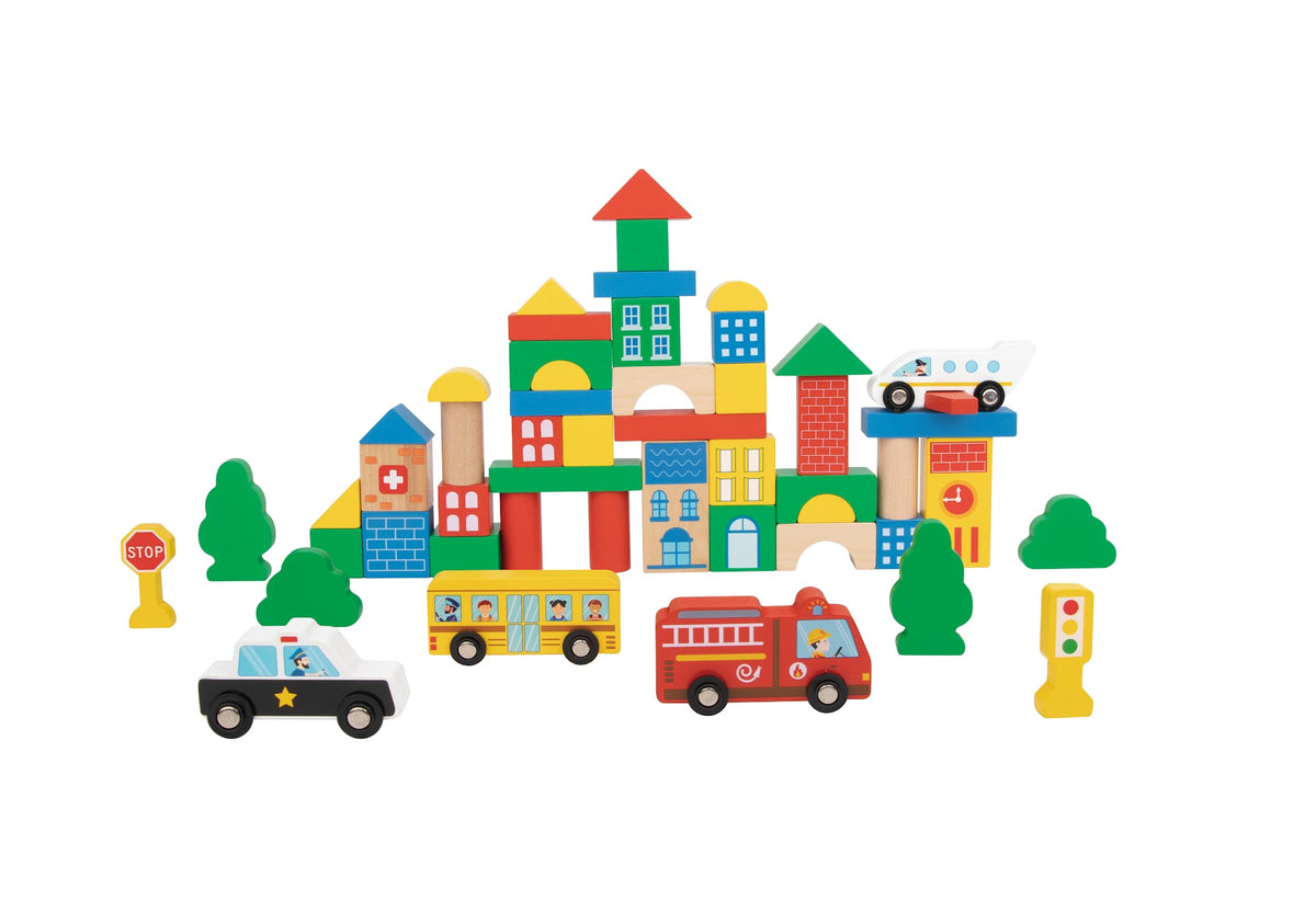 Tooky Toys City Block wooden building and play set for ages 3+ | Marah Kids UAE