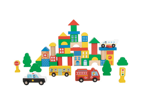 Tooky Toys City Block wooden building and play set for ages 3+ | Marah Kids UAE