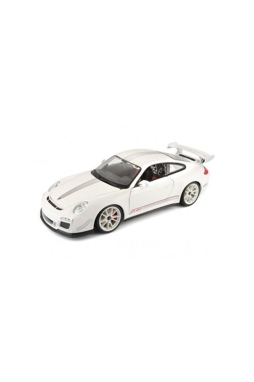 نموذج سيارة بورشه GT3 RS 4.0 مصبوب باللون الأبيض بمقياس 1:18 من Bburago