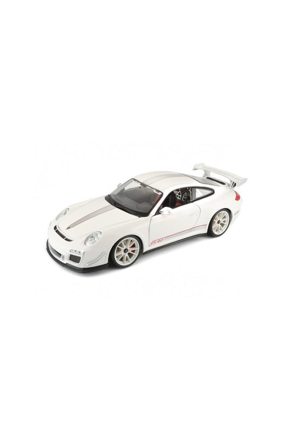 نموذج سيارة بورشه GT3 RS 4.0 مصبوب باللون الأبيض بمقياس 1:18 من Bburago