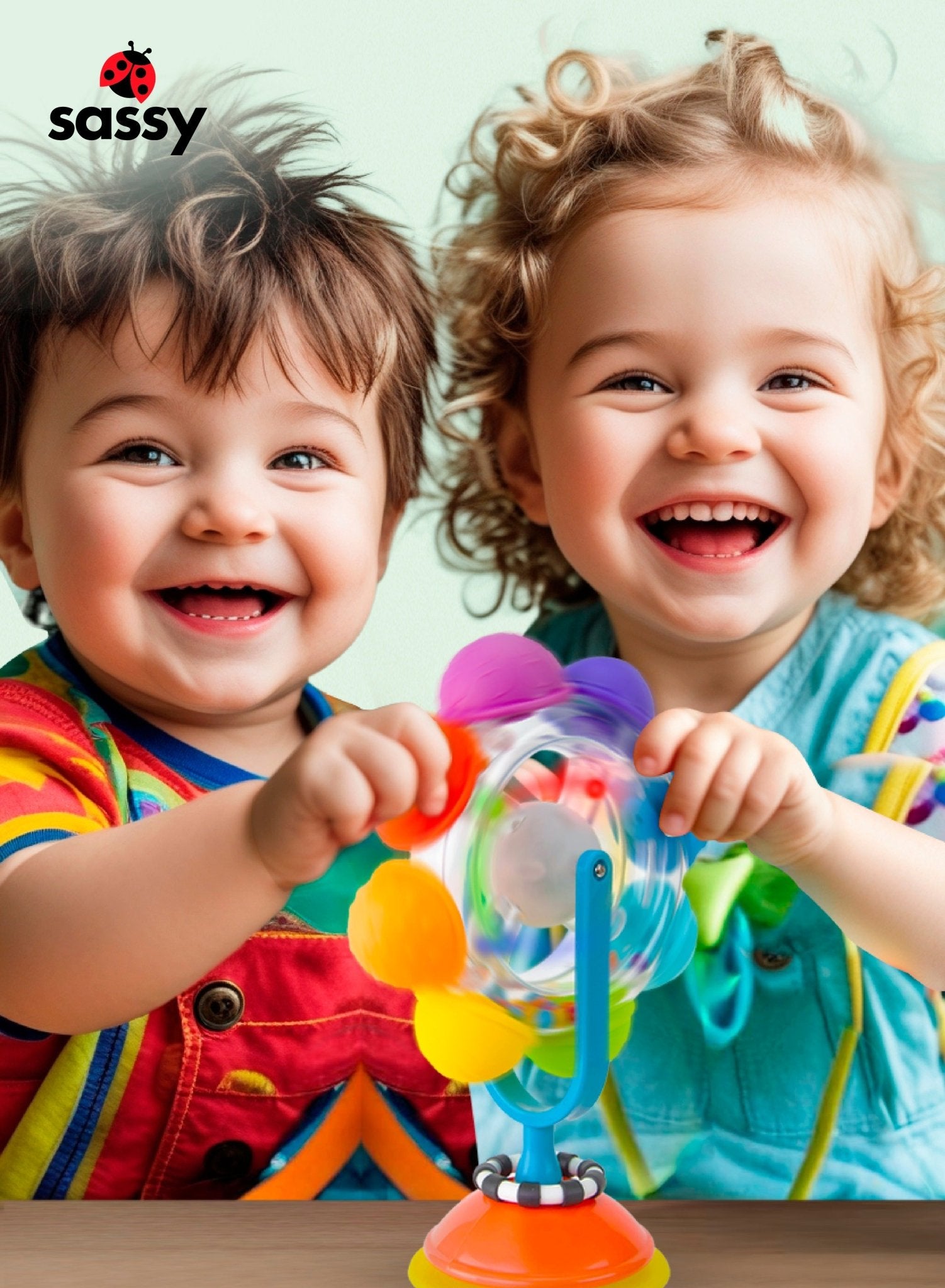 Sassy Light - Up Rainbow Reel | STEM Sensory Spinning Wheel Toy with Suction Base| 6M+ - Marah Kids