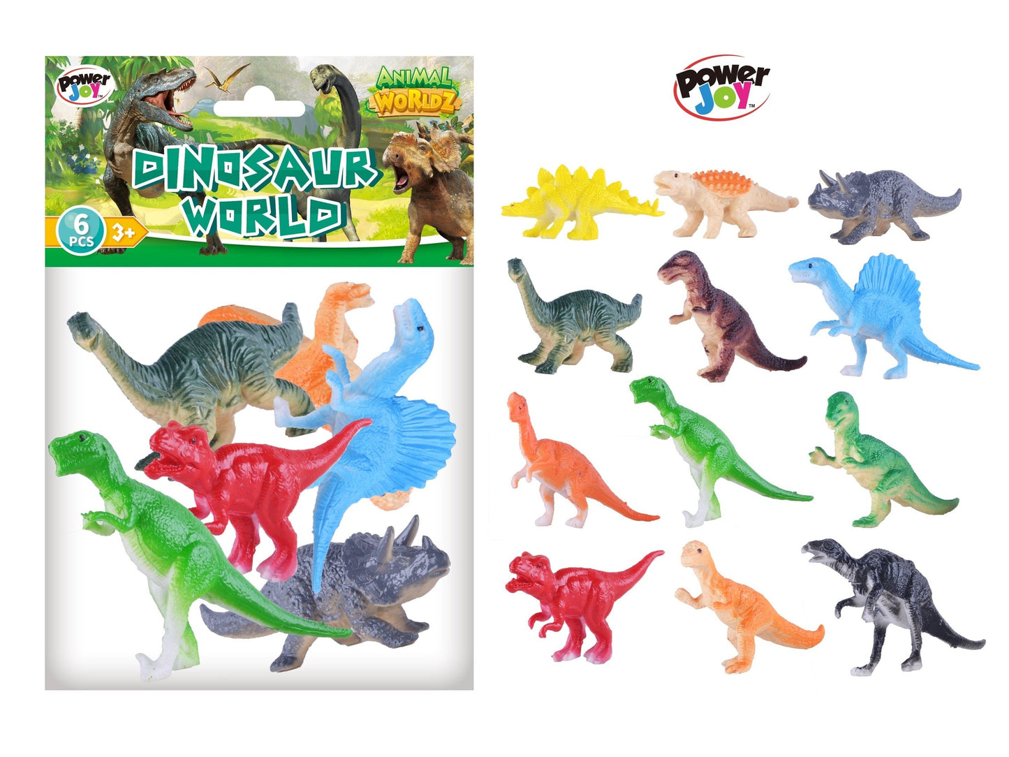Power Joy Animal Worldz Dinosaur 4inches 6pieces