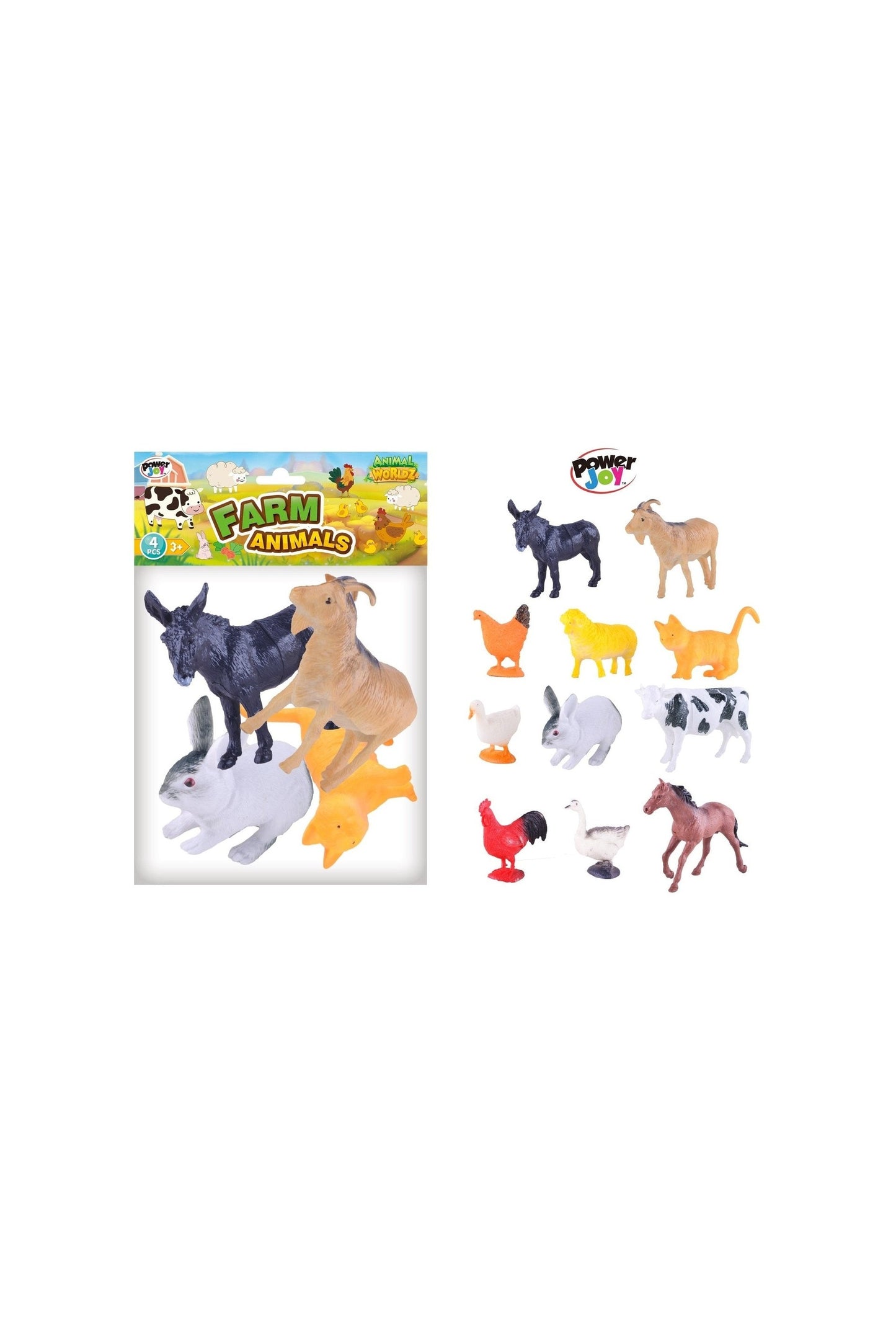 Power Joy Animal Worldz Farm Animal 6inches 4pieces