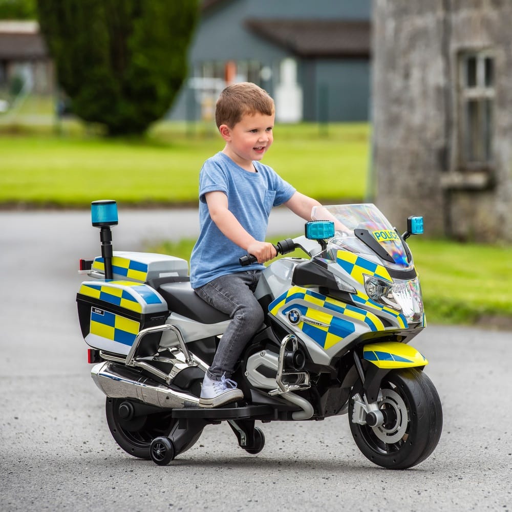 BMW Kids Police Bike Electric Ride On Motorcycle 12V Yellow UK Version - Marah Kids
