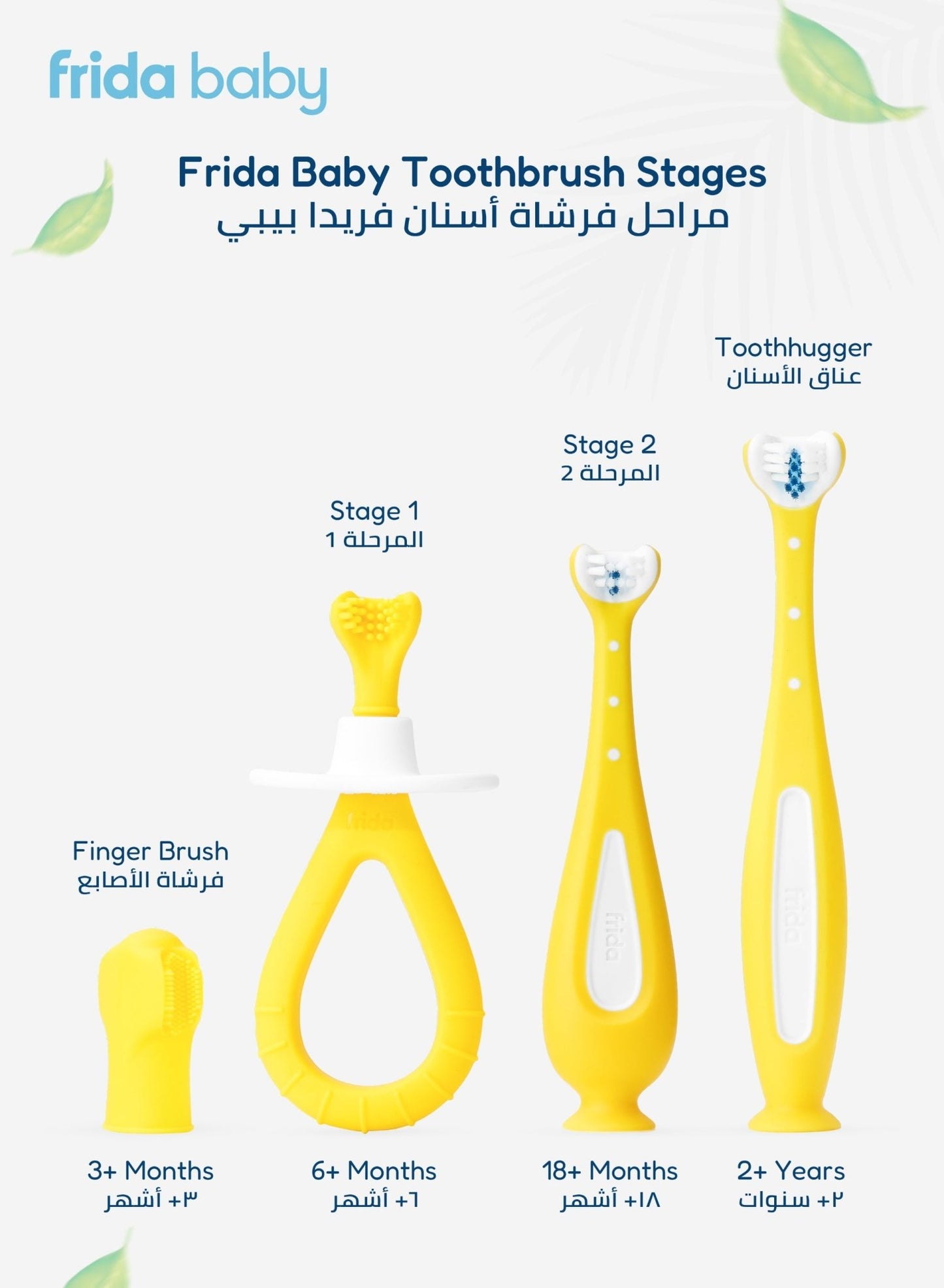 Frida Baby Grow - With - Me Training Toothbrush Set for Babies & Toddlers – 2 - Stage Soft Bristles, BPA - Free, Easy Grip Handle, Gum Massage Care - Marah Kids