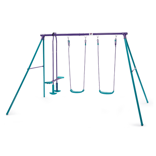 Plum - Jupiter Double Swing And Glider Set - Purple/Teal