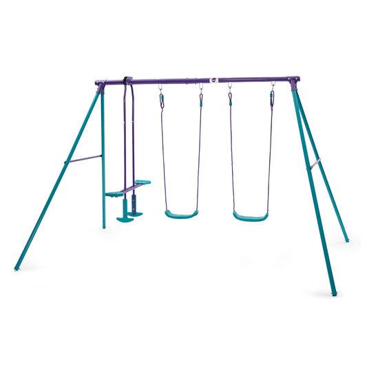 Plum - Jupiter Double Swing And Glider Set - Purple/Teal - Marah Kids