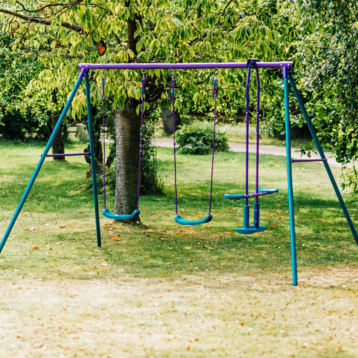 Plum - Jupiter Double Swing And Glider Set - Purple/Teal - Marah Kids
