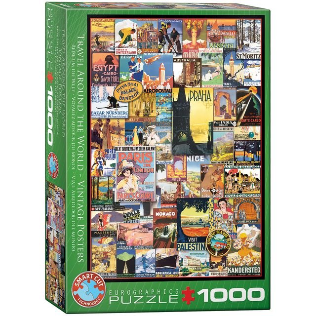 Eurographics Puzzle 1000 Travel Around The World Vintage Posters - Marah Kids