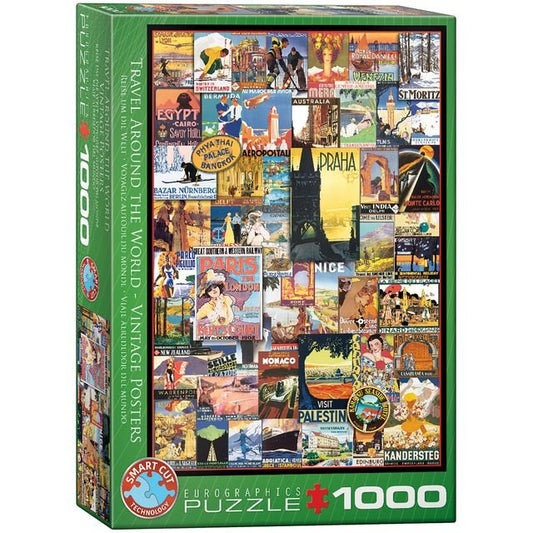 Eurographics Puzzle 1000 Travel Around The World Vintage Posters - Marah Kids